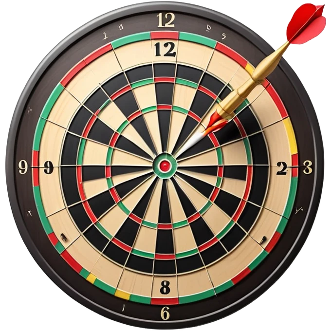 A dartboard with darts firmly stuck in the bullseye, surrounded by the colorful sections of the target. The background conveys a competitive atmosphere, with a subtle focus on precision and skill in the game of darts. emoji