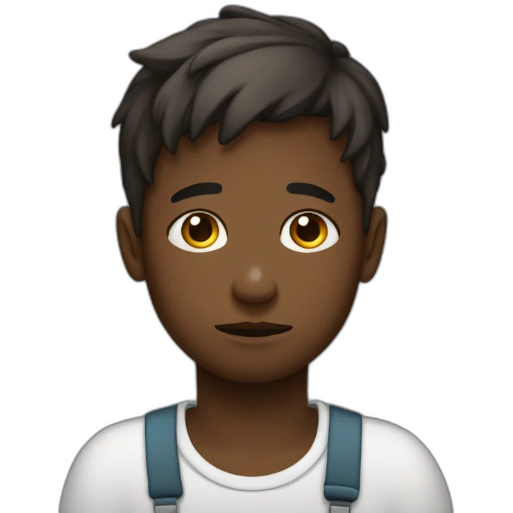 Jeune garçon métisse triste d’abandonner une personne emoji