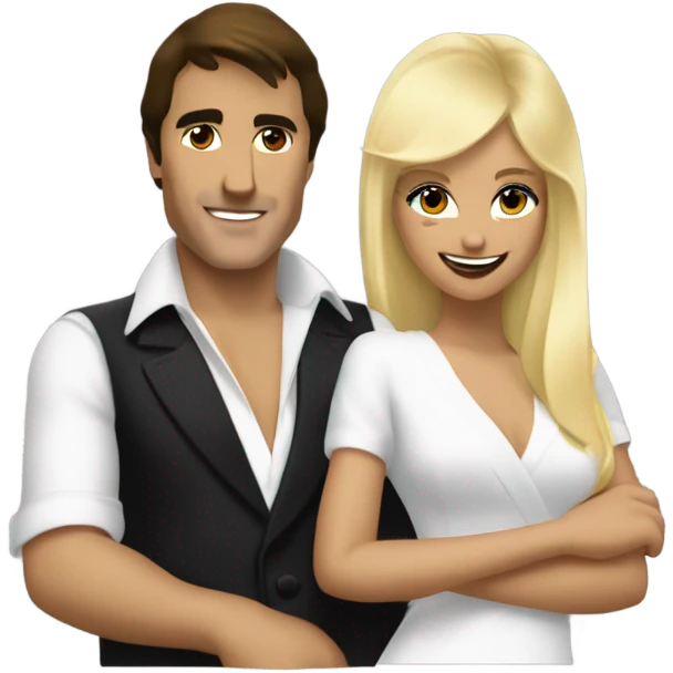 Tony Montana smirking with 2 beautiful blondes with their arms around him emoji