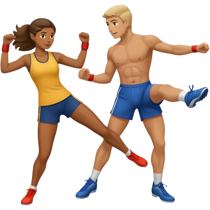 Women kicks a man emoji