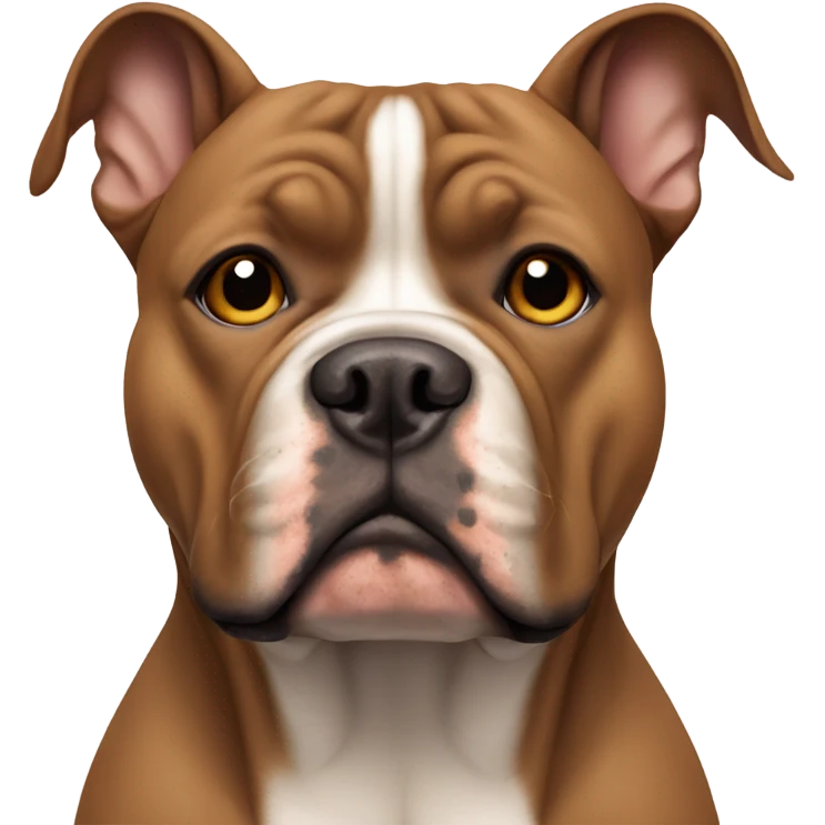 brown american bully dog with pointed ears straight up emoji