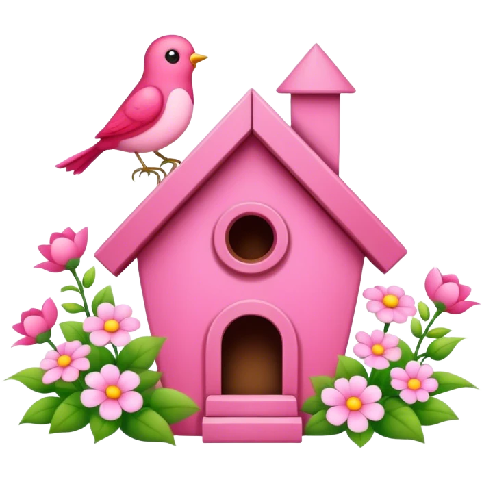 pink bird's house with flower emoji
