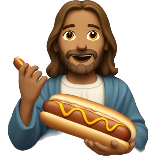 Jesus eating a hot dog emoji
