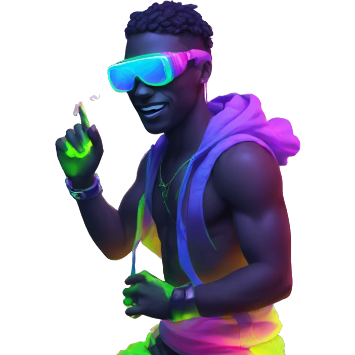 Rave party dancing neon smoking emoji