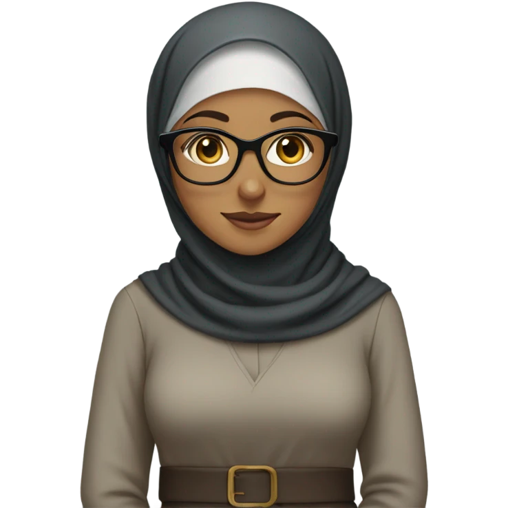 Hijabi girl wearing glasses in a long modest dress emoji