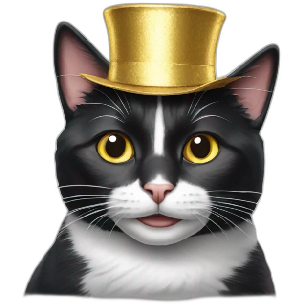 tuxedo cat wearing tinfoil hat emoji