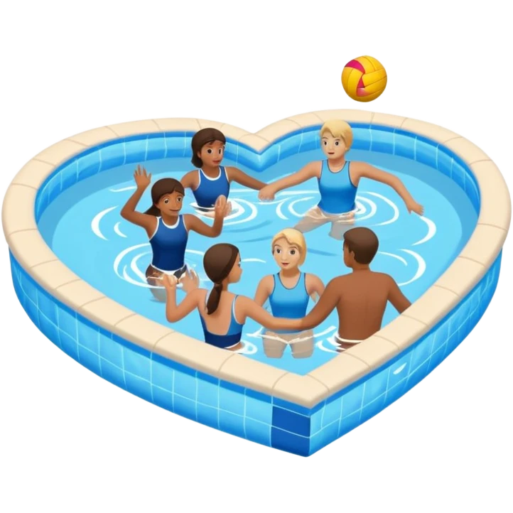 Natación  y voley en un corazón de color  emoji