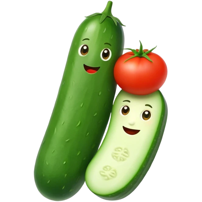 Cucumber hug tomato emoji
