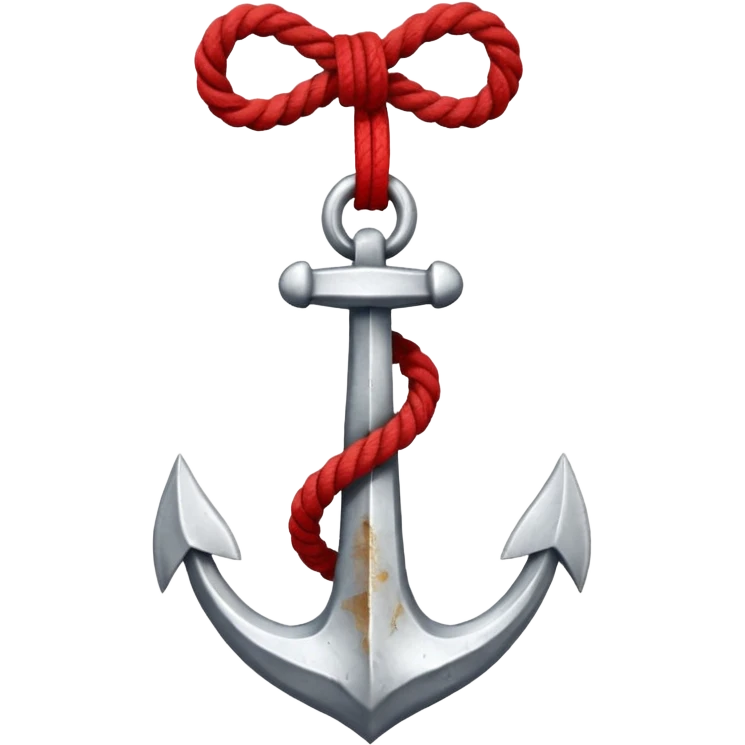 Je veux un emoji encre dans ce style là : ⚓ je veux qu’il représente sentimental par un noeud : 🪢 peut tu me faire l’ancre en argent en gardant la corde rouge  emoji