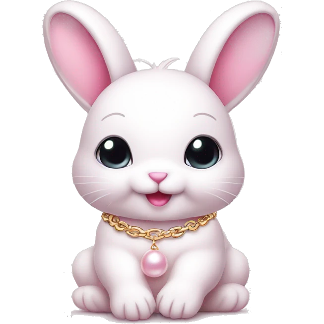 Pink cute rabbit with Pearl chain emoji