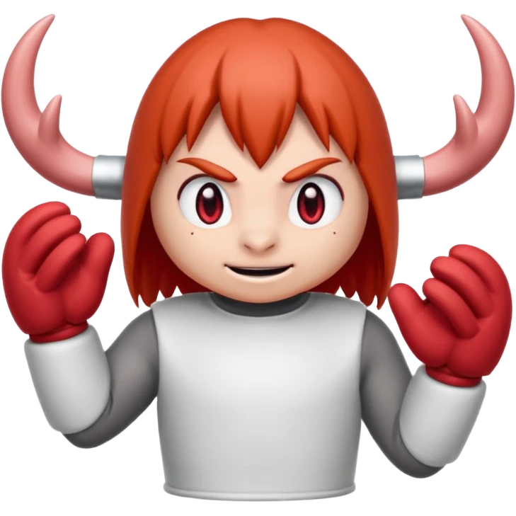 Sonic the hedgehogs friend knuckles a red animal with peach arms and white gloves he’s a echidna with red eyes and mittens with two horns on the knuckles emoji