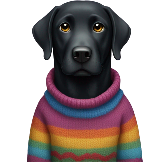 black lab wearing sweater emoji