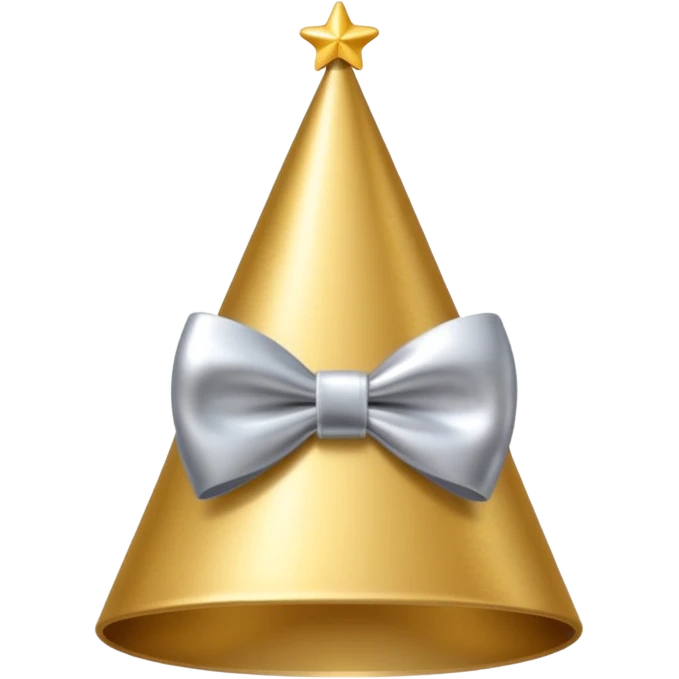 birthday hat with a bow, metallic gold and silver colors emoji
