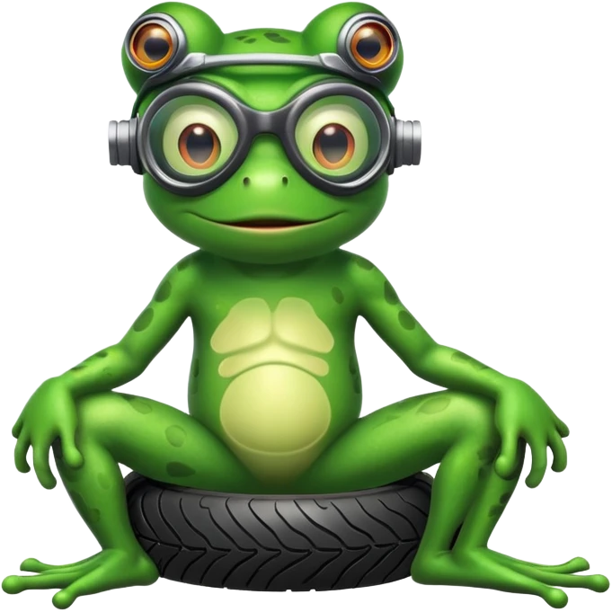 Frog man with tire for abdomen emoji