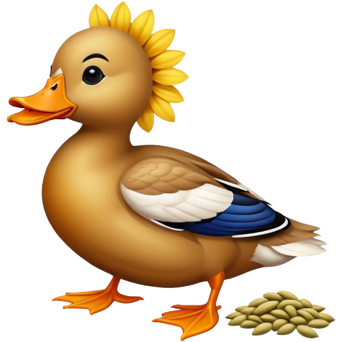 a duck eating sunflower seeds emoji