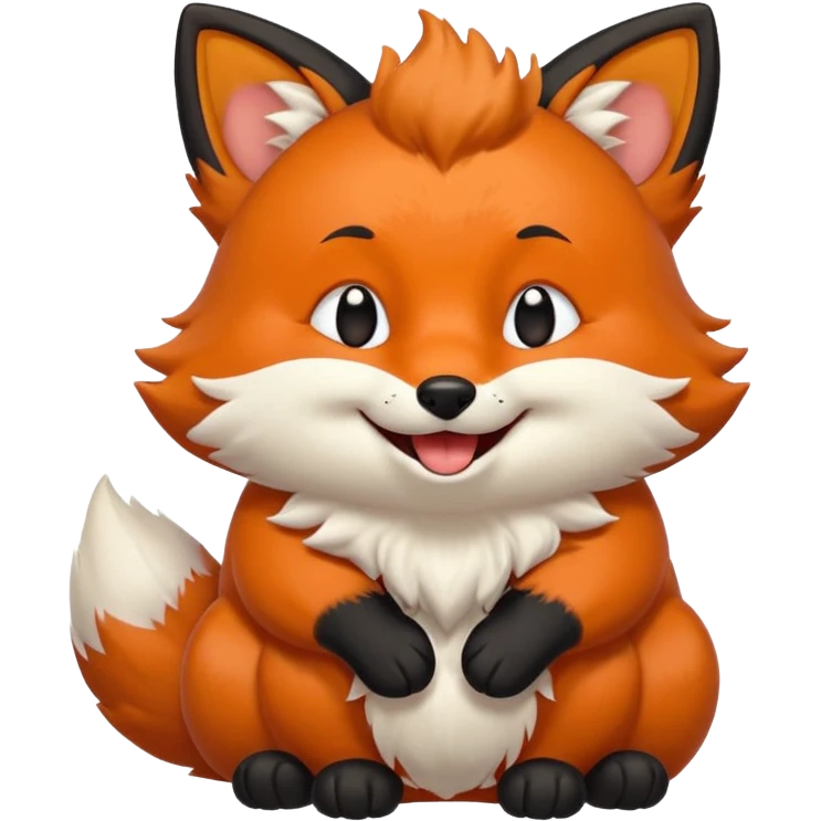 Floofy the Creampuff fox blackish away laughing, chubby. Black paws orange color emoji