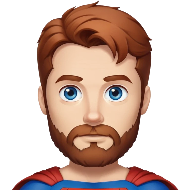 Adult Superman with blue eyes redish brownish hair and full scruffy beard making 🫶🏻 emoji