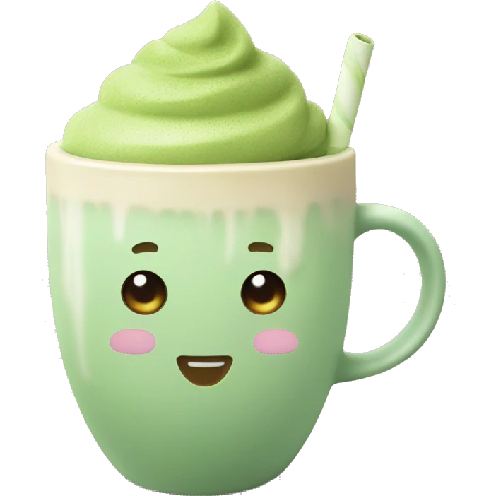 aesthetic matcha latte in cute mug emoji