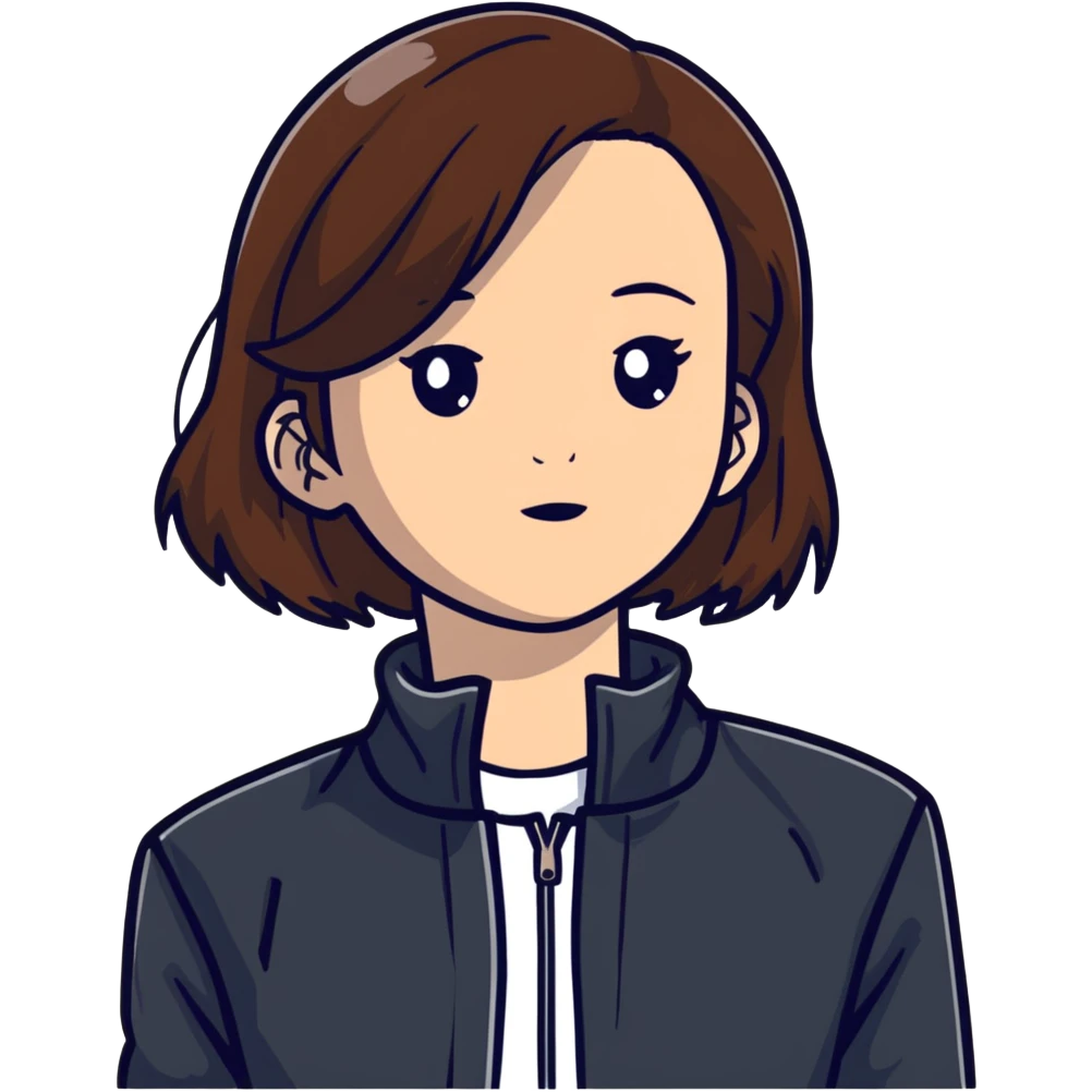 Light-skinned girl with brown hair wearing black jacket emoji