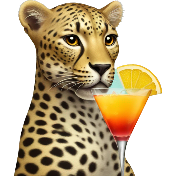 Leopard drinking cocktail emoji