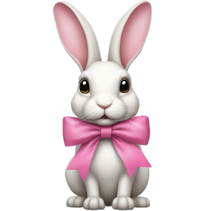 Hyper Realistic Rabbit wearing a pink bow emoji