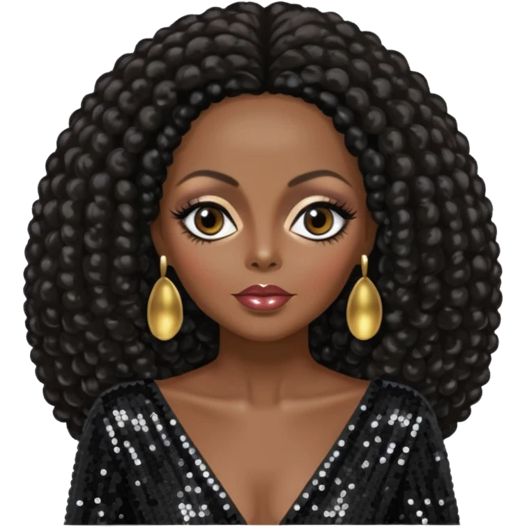 Diana Ross with long dark brown hair black sequin outfit emoji