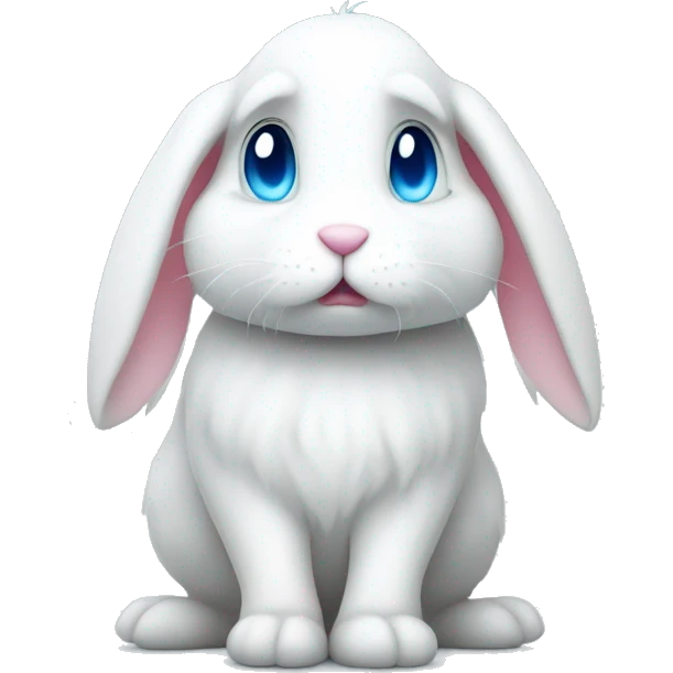 White sad rabbit with candy and blue eyes emoji