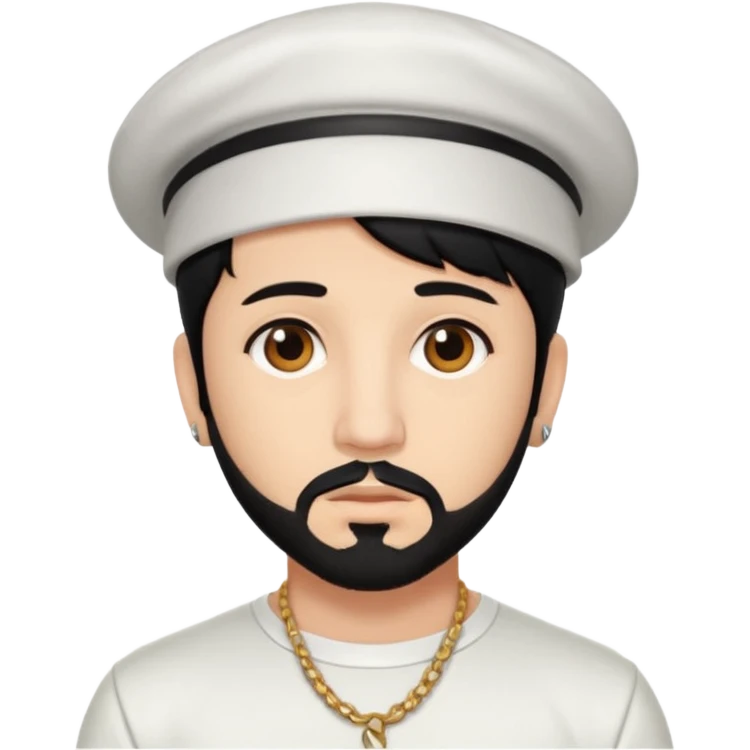 AJ McLean brown eyes, black hair, white outfit emoji