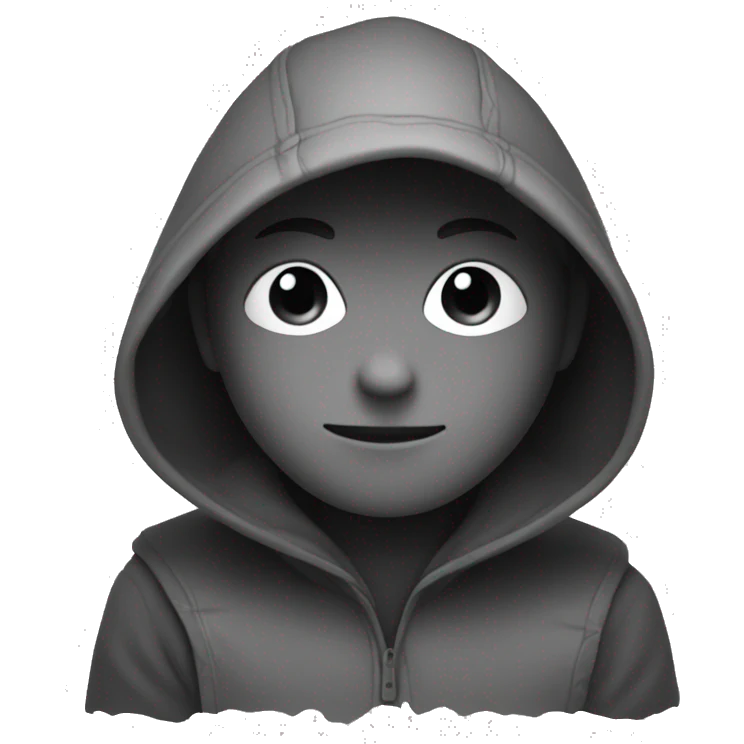 grayscale mysterious hooded boy in gloves emoji