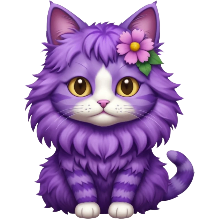 A purple cat with flower dresses  emoji