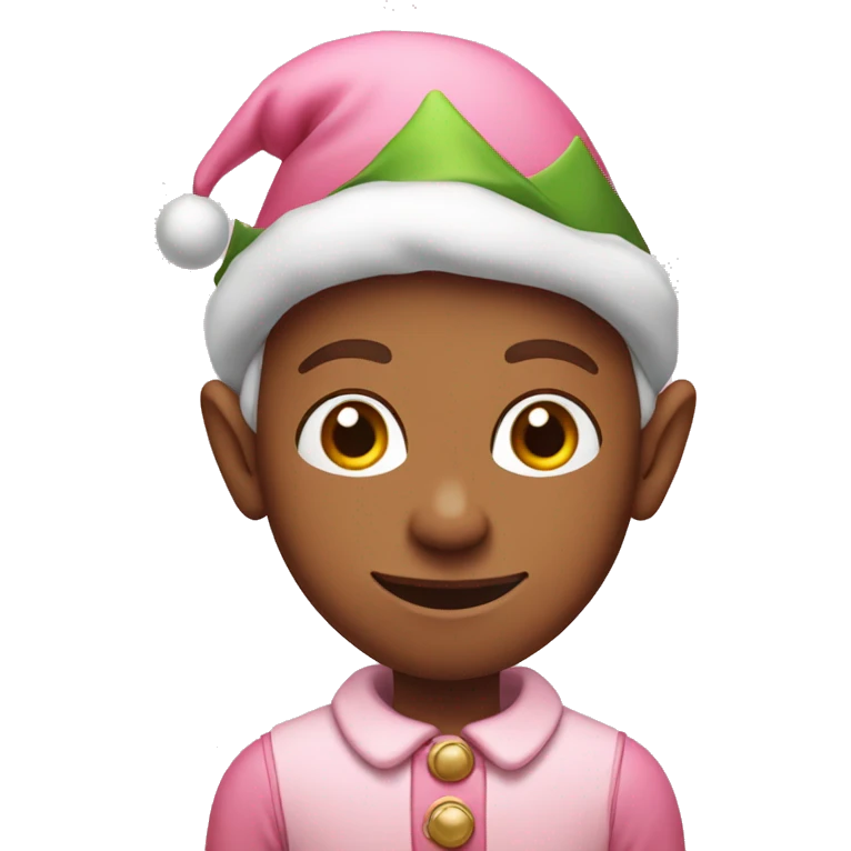 An emoji of a Christmas Elf with pastel pink clothes emoji