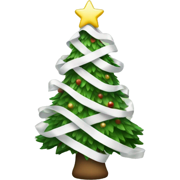 Christmas tree with white ribbons emoji