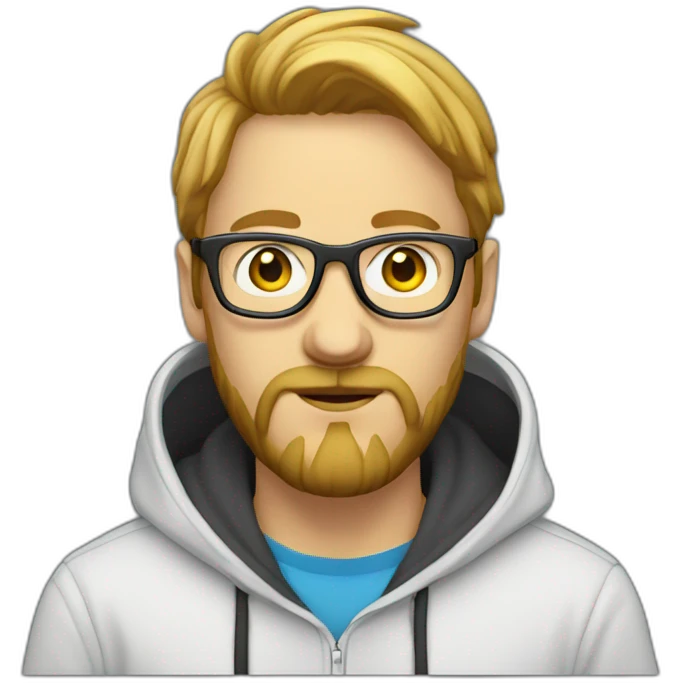 white hacker in the hoodie with nerd glasses and beard emoji