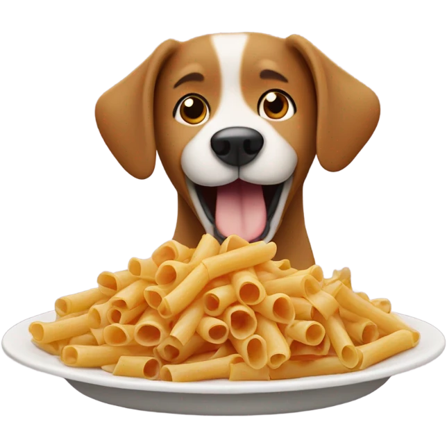 Dog eating ziti emoji