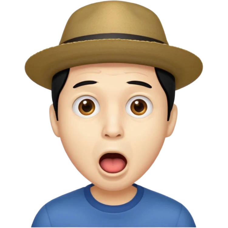 homme créole réunionnais  étonné  bouche ouverte avec chapeau emoji