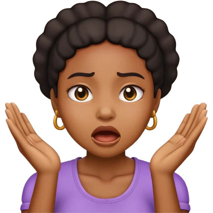 Black girl emoji choking itself with hands emoji