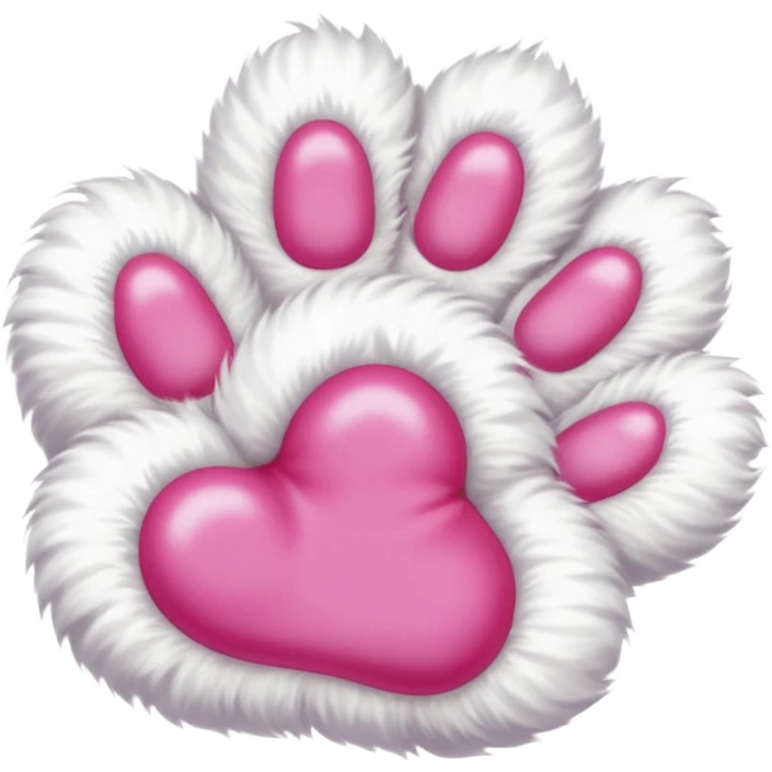 white cat paw, from the bottom, vivid pink toe beans emoji