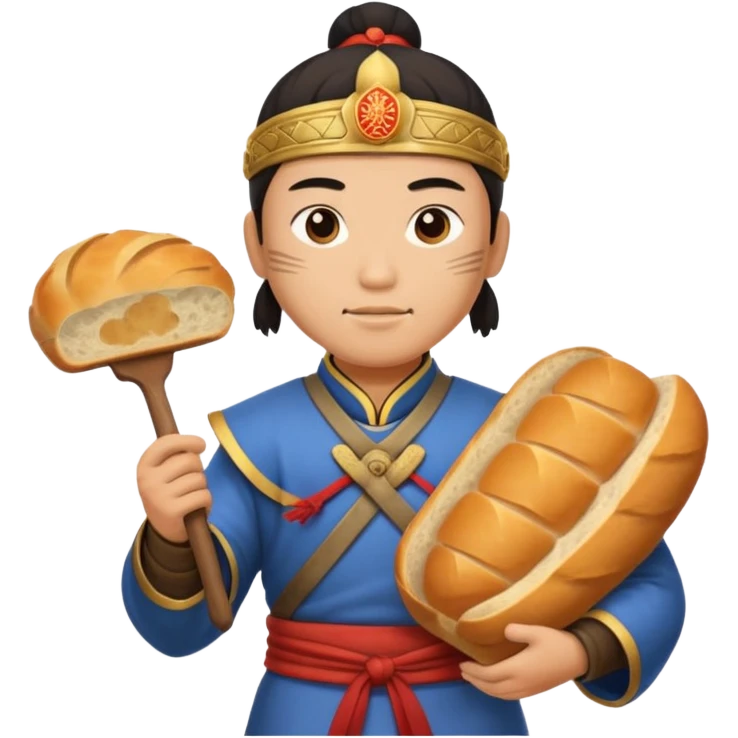 chinese ancient warrior with bread emoji