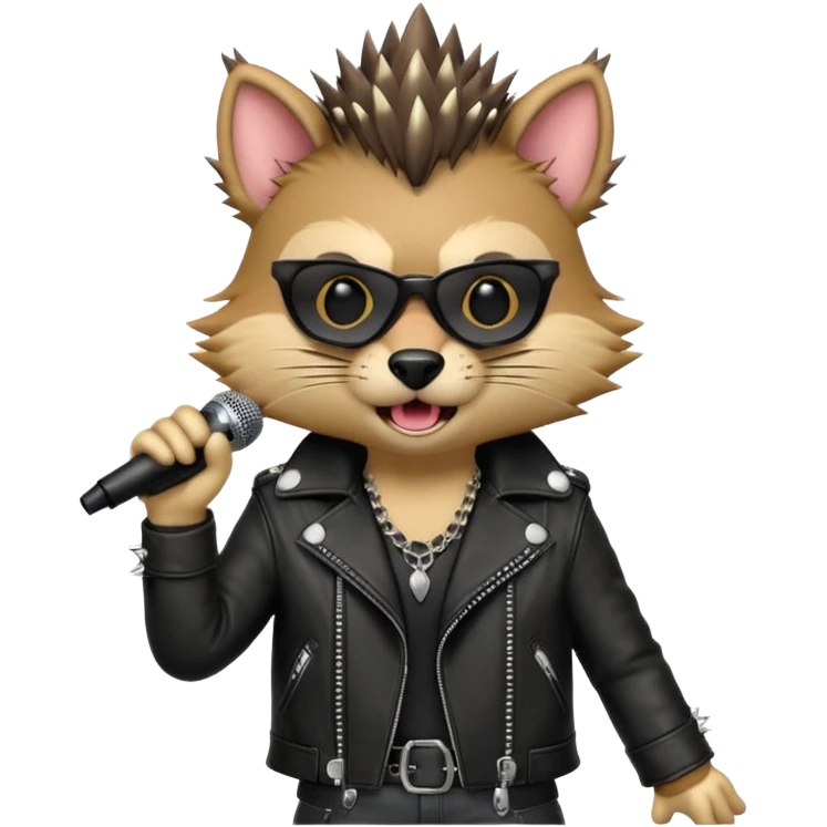 singing punk animal with microphone emoji