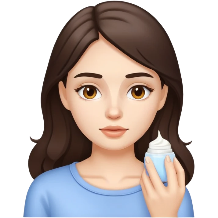 white brunette girl applying cream on face emoji