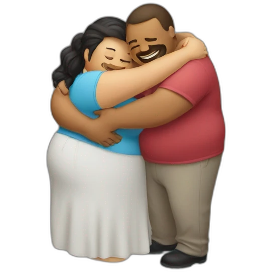 overweight couple hugging emoji