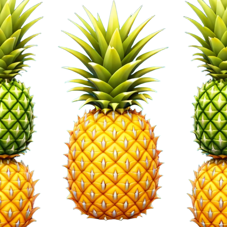 vibrant stylized whole pineapple emoji, suitable as a sprite for a 2D fruit ninja game emoji