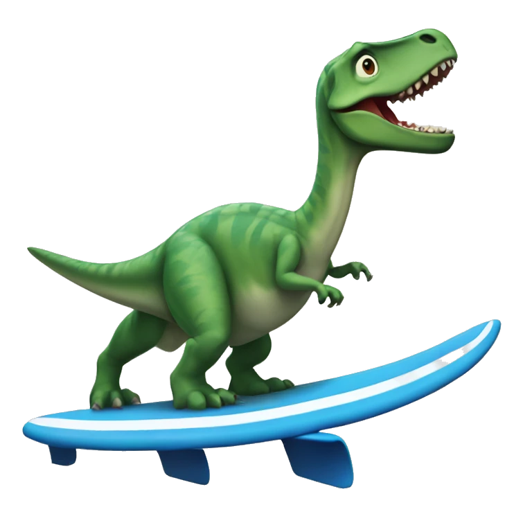Dinosaurio surfeando emoji