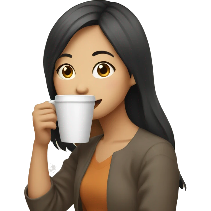 asian girl drinking coffee emoji