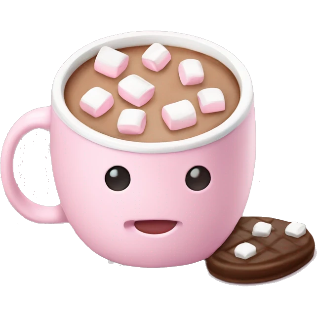 Light Pink mug of hot chocolate with marshmallows  emoji