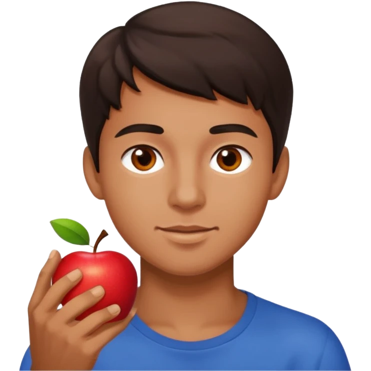 I want you to create an emoji of a spanish sergeant,  He should be a young guy with dark brown hair, brown eyes, his skin color like he’s tan and he’s eating an apple  emoji