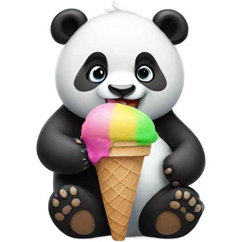Panda eating ice cream emoji