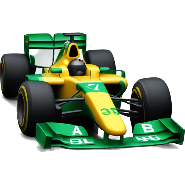 formula 1 car with the colors of the Brazil emoji