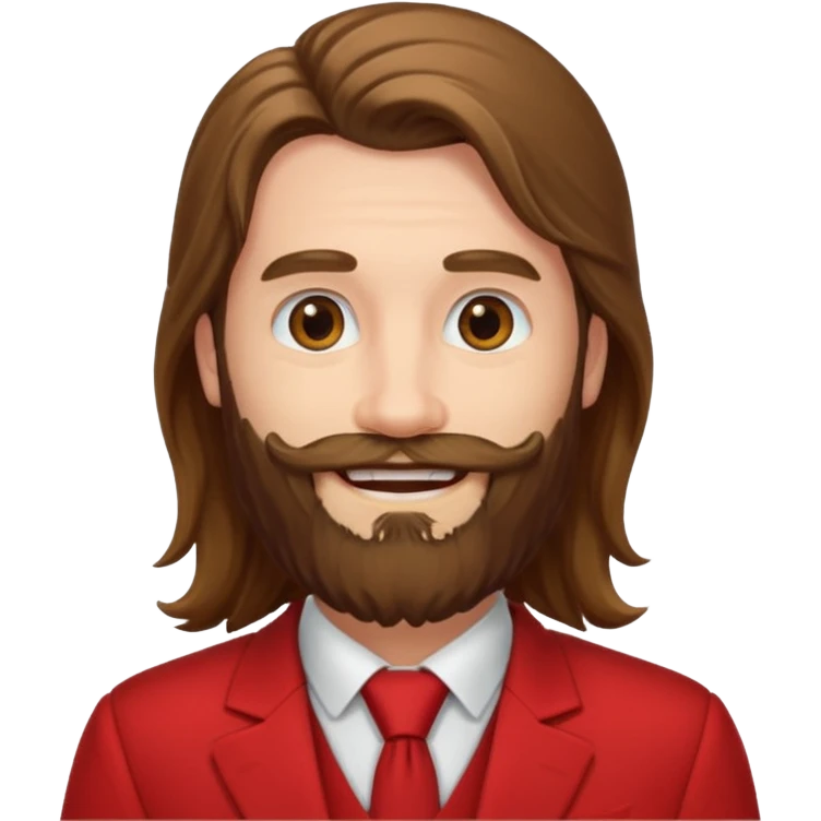 long haired bearded man with red suit emoji