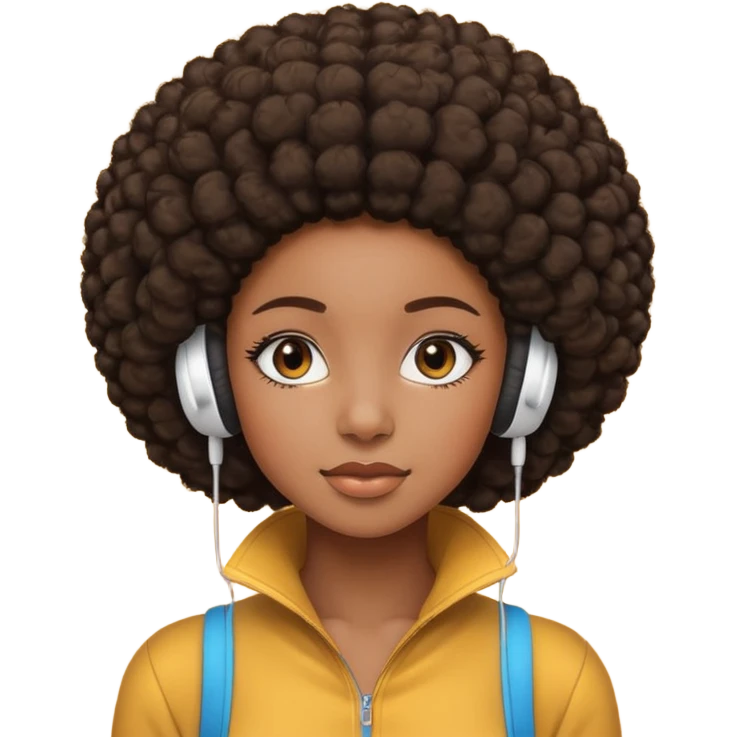 Afro girl with EarPods on emoji
